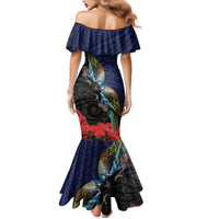 New Zealand Maori Hongi Culture Mermaid Dress Tui Bird Pohutukawa and Polynesian Pattern LT03 - Polynesian Pride