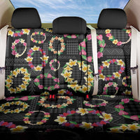 Hawaiian Kakau Tattoo Leis and Palaka Pattern Back Car Seat Cover Traditional Aloha Tribal Black Color