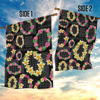 Hawaiian Kakau Tattoo Leis and Palaka Pattern Garden Flag Traditional Aloha Tribal Black Color