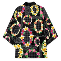 Hawaiian Kakau Tattoo Leis and Palaka Pattern Kimono Traditional Aloha Tribal Black Color