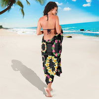 Hawaiian Kakau Tattoo Leis and Palaka Pattern Sarong Traditional Aloha Tribal Black Color
