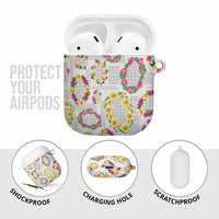 Hawaiian Kakau Tattoo Leis and Palaka Pattern AirPods Case Traditional Aloha Tribal White Color