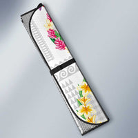 Hawaiian Kakau Tattoo Leis and Palaka Pattern Auto Sun Shade Traditional Aloha Tribal White Color