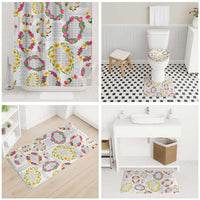 Hawaiian Kakau Tattoo Leis and Palaka Pattern Bathroom Set Traditional Aloha Tribal White Color