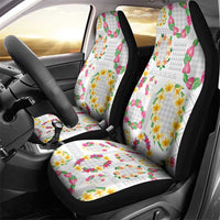 Hawaiian Kakau Tattoo Leis and Palaka Pattern Car Seat Cover Traditional Aloha Tribal White Color