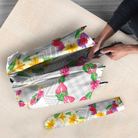 Hawaiian Kakau Tattoo Leis and Palaka Pattern Umbrella Traditional Aloha Tribal White Color