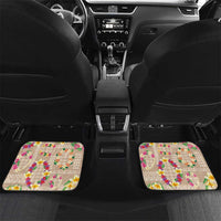 Hawaiian Kakau Tattoo Leis and Palaka Pattern Car Mats Traditional Aloha Tribal Beige Color