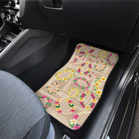 Hawaiian Kakau Tattoo Leis and Palaka Pattern Car Mats Traditional Aloha Tribal Beige Color