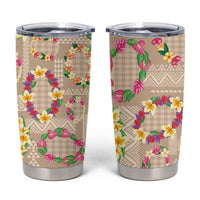 Hawaiian Kakau Tattoo Leis and Palaka Pattern Tumbler Cup Traditional Aloha Tribal Beige Color