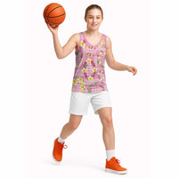 Hawaiian Leis Basketball Jersey Kakau Tattoos and Palaka Pastel Pink Color