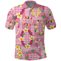 Hawaiian Leis Polo Shirt Kakau Tattoos and Palaka Pastel Pink Color