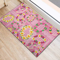 Hawaiian Leis Rubber Doormat Kakau Tattoos and Palaka Pastel Pink Color