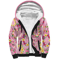 Hawaiian Leis Sherpa Hoodie Kakau Tattoos and Palaka Pastel Pink Color