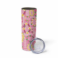 Hawaiian Leis Skinny Tumbler Kakau Tattoos and Palaka Pastel Pink Color LT03 - Polynesian Pride