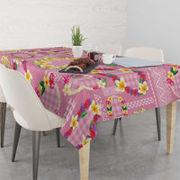 Hawaiian Leis Tablecloth Kakau Tattoos and Palaka Pastel Pink Color