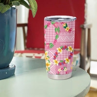 Hawaiian Leis Tumbler Cup Kakau Tattoos and Palaka Pastel Pink Color