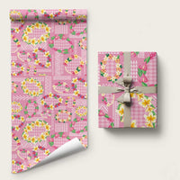 Hawaiian Leis Wrapping Paper Kakau Tattoos and Palaka Pastel Pink Color