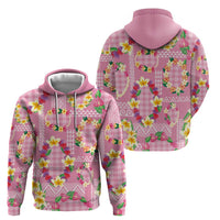 Hawaiian Leis Zip Hoodie Kakau Tattoos and Palaka Pastel Pink Color