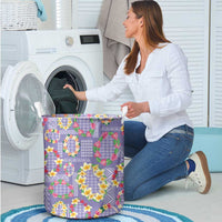 Hawaiian Leis Laundry Basket Kakau Tattoos and Palaka Pastel Purple Color