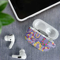 Hawaiian Leis AirPods Case Kakau Tattoos and Palaka Pastel Purple Color