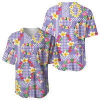 Hawaiian Leis Baseball Jersey Kakau Tattoos and Palaka Pastel Purple Color