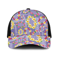 Hawaiian Leis Baseball Net Cap Kakau Tattoos and Palaka Pastel Purple Color
