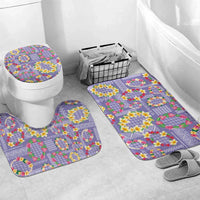 Hawaiian Leis Bathroom Set Kakau Tattoos and Palaka Pastel Purple Color