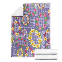 Hawaiian Leis Blanket Kakau Tattoos and Palaka Pastel Purple Color