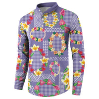 Hawaiian Leis Button Sweatshirt Kakau Tattoos and Palaka Pastel Purple Color