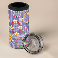Hawaiian Leis 4 in 1 Can Cooler Tumbler Kakau Tattoos and Palaka Pastel Purple Color