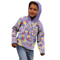 Hawaiian Leis Kid Hoodie Kakau Tattoos and Palaka Pastel Purple Color