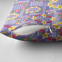 Hawaiian Leis Pillow Cover Kakau Tattoos and Palaka Pastel Purple Color