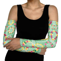 Hawaiian Leis Arm Sleeves Kakau Tattoos and Palaka Pastel Green Color