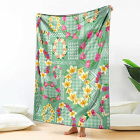 Hawaiian Leis Blanket Kakau Tattoos and Palaka Pastel Green Color