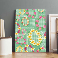 Hawaiian Leis Canvas Wall Art Kakau Tattoos and Palaka Pastel Green Color