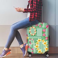 Hawaiian Leis Luggage Cover Kakau Tattoos and Palaka Pastel Green Color