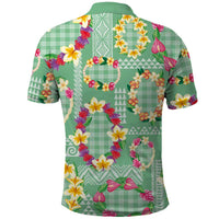 Hawaiian Leis Polo Shirt Kakau Tattoos and Palaka Pastel Green Color