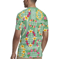 Hawaiian Leis Rugby Jersey Kakau Tattoos and Palaka Pastel Green Color