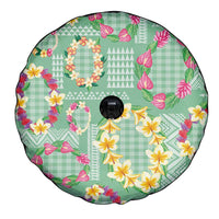 Hawaiian Leis Spare Tire Cover Kakau Tattoos and Palaka Pastel Green Color