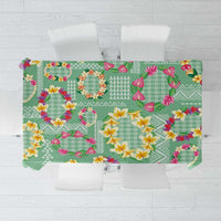 Hawaiian Leis Tablecloth Kakau Tattoos and Palaka Pastel Green Color