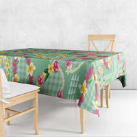Hawaiian Leis Tablecloth Kakau Tattoos and Palaka Pastel Green Color