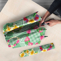Hawaiian Leis Umbrella Kakau Tattoos and Palaka Pastel Green Color