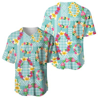 Hawaiian Leis Baseball Jersey Kakau Tattoos and Palaka Pastel Teal Color