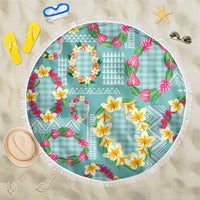 Hawaiian Leis Beach Blanket Kakau Tattoos and Palaka Pastel Teal Color
