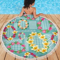 Hawaiian Leis Beach Blanket Kakau Tattoos and Palaka Pastel Teal Color