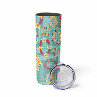 Hawaiian Leis Skinny Tumbler Kakau Tattoos and Palaka Pastel Teal Color