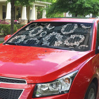 Hawaiian Leis Auto Sun Shade Kakau Tattoos and Palaka Pastel Grayscale