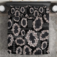 Hawaiian Leis Bedding Set Kakau Tattoos and Palaka Pastel Grayscale