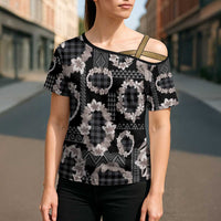 Hawaiian Leis Cross Shoulder Shirt Kakau Tattoos and Palaka Pastel Grayscale