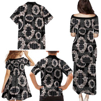 Hawaiian Leis Family Matching Puletasi and Hawaiian Shirt Kakau Tattoos and Palaka Pastel Grayscale LT03 - Polynesian Pride